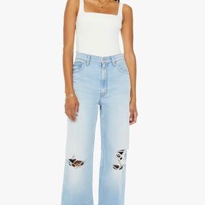 Mother High Wasted Spinner Zip Heel In Ripped Off